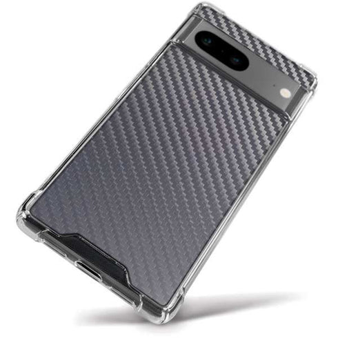 Silver Carbon Fiber Specialty Texture Material Google Pixel 8a Clear Case